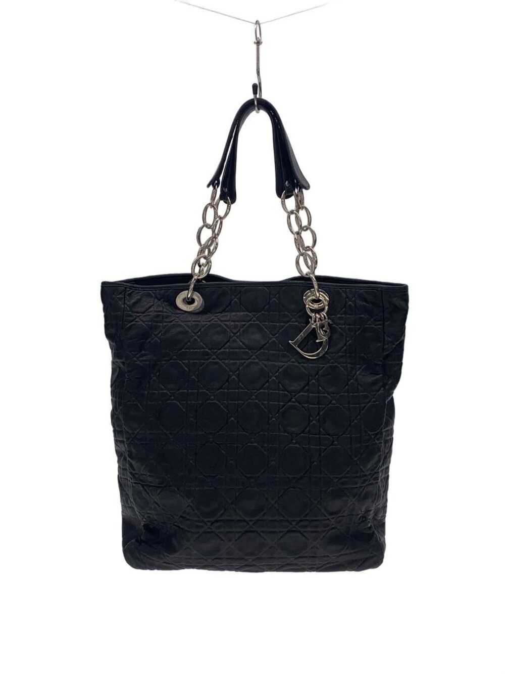 Christian Dior Lady Cannage Lamb Leather Tote Bag Black